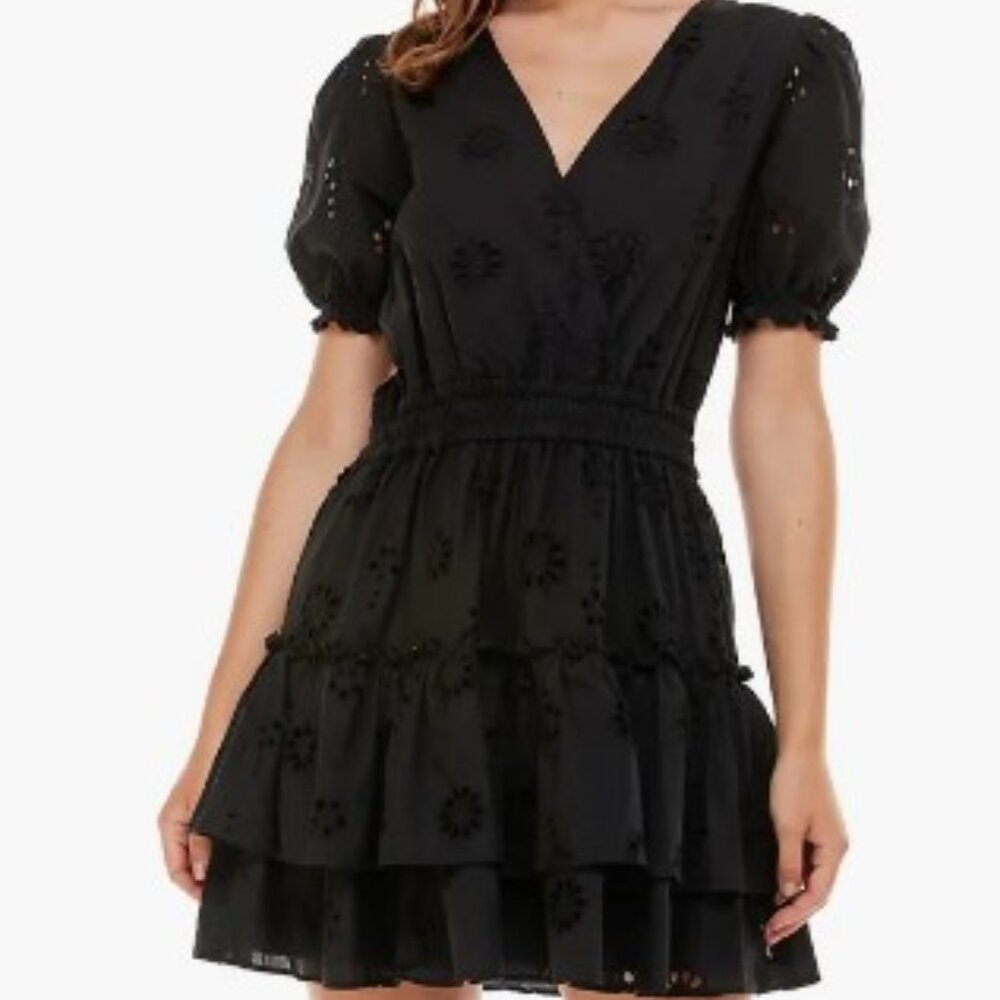 Wayf Reese Faux Wrap Minidress ~ Black~ Size Xl